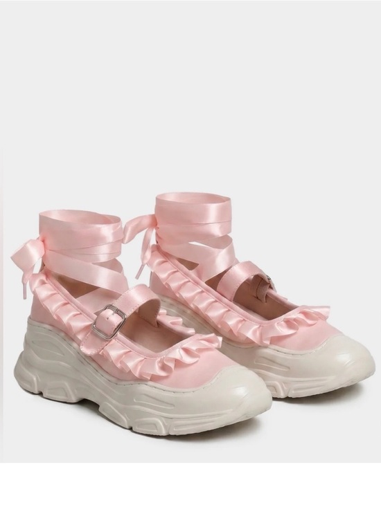 Double Standard Shoes - NIB Double Standard Pink Satin Mary Jane Platform Ballet Sneakers Size 37 / US 7